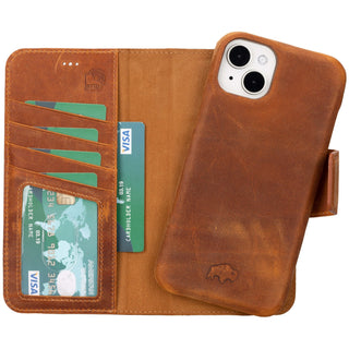 Burkley iPhone 14 Plus Wallet Case, Golden Brown - BlackBrook Case