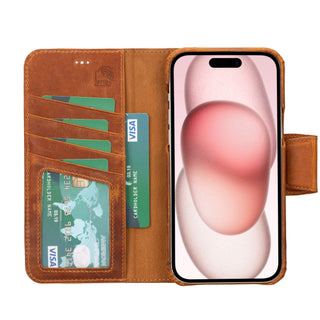 Burkley iPhone 14 Plus Wallet Case, Golden Brown - BlackBrook Case