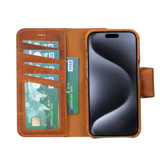 Burkley iPhone 14 Pro Wallet Case, Golden Brown - BlackBrook Case