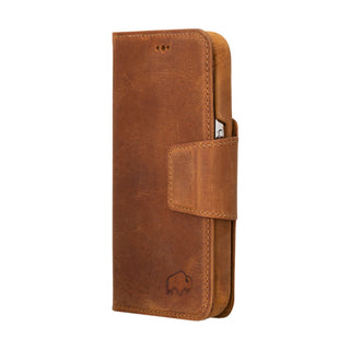 Burkley iPhone 14 Pro Wallet Case, Golden Brown - BlackBrook Case