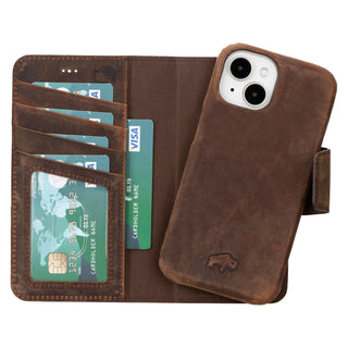 Burkley iPhone 15 Wallet Case, Distressed Coffee - BlackBrook Case