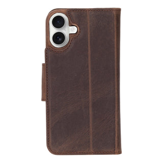 Burkley iPhone 16 Plus Wallet Case, Distressed Coffee - BlackBrook Case