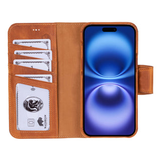 Burkley iPhone 16 Plus Wallet Case, Golden Brown - BlackBrook Case