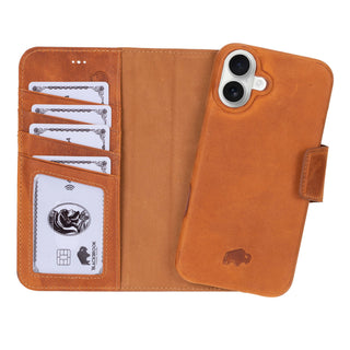 Burkley iPhone 16 Plus Wallet Case, Golden Brown - BlackBrook Case