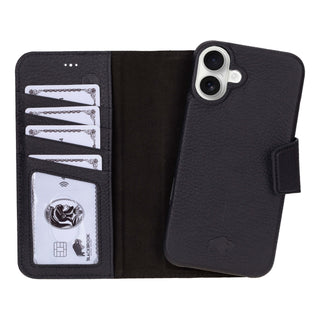 Burkley iPhone 16 Plus Wallet Case, Pebble Black - BlackBrook Case