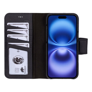 Burkley iPhone 16 Plus Wallet Case, Pebble Black - BlackBrook Case