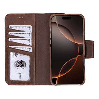 Burkley iPhone 16 Pro Max Wallet Case, Distressed Coffee - BlackBrook Case