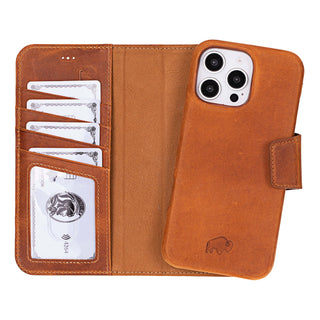 Burkley iPhone 16 Pro Max Wallet Case, Golden Brown - BlackBrook Case