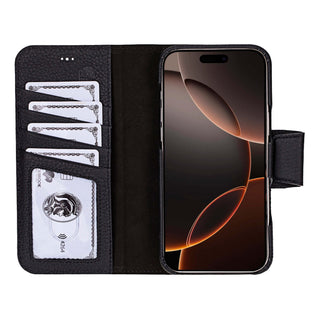 Burkley iPhone 16 Pro Max Wallet Case, Pebble Black - BlackBrook Case