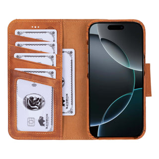 Burkley iPhone 16 Pro Wallet Case, Golden Brown - BlackBrook Case