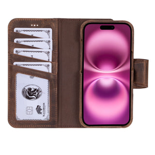 Burkley iPhone 16 Wallet Case, Distressed Coffee - BlackBrook Case