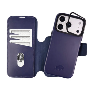 Burkley Leather 2 in 1 Wallet Case - iPhone 17 Pro, Deep Blue - BlackBrook Case