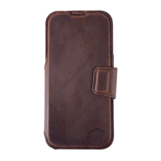 Burkley Leather 2 in 1 Wallet Case - iPhone 17 Pro, Distressed Coffee - BlackBrook Case