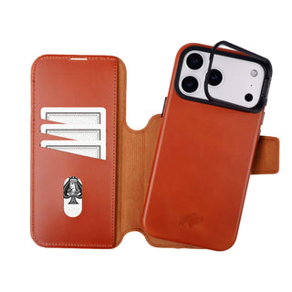 Burkley Leather 2 in 1 Wallet Case - iPhone 17 Pro Max, Burnished Tan - BlackBrook Case