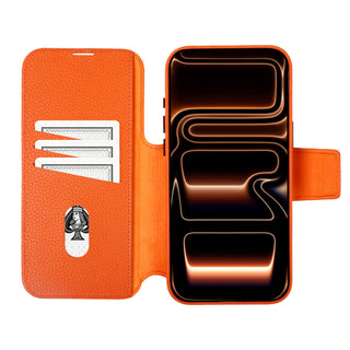 Burkley Leather 2 in 1 Wallet Case - iPhone 17 Pro Max, Pebble Orange - BlackBrook Case
