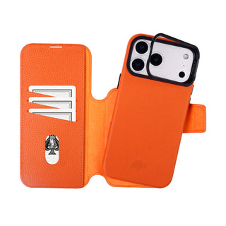 Burkley Leather 2 in 1 Wallet Case - iPhone 17 Pro, Pebble Orange - BlackBrook Case