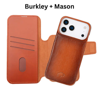 Burkley Leather MagSafe Wallet Only Case - iPhone 17 Pro, Burnished Tan - BlackBrook Case