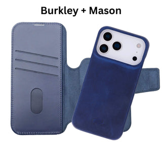 Burkley Leather MagSafe Wallet Only Case - iPhone 17 Pro, Deep Blue - BlackBrook Case