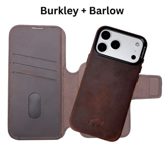 Burkley Leather MagSafe Wallet Only Case - iPhone 17 Pro, Distressed Coffee - BlackBrook Case