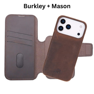 Burkley Leather MagSafe Wallet Only Case - iPhone 17 Pro, Distressed Coffee - BlackBrook Case