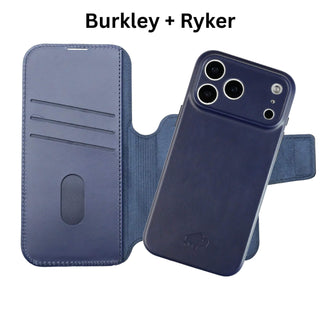 Burkley Leather MagSafe Wallet Only Case - iPhone 17 Pro Max, Deep Blue - BlackBrook Case