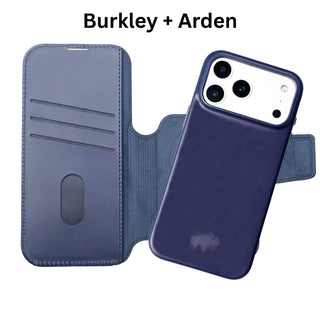 Burkley Leather MagSafe Wallet Only Case - iPhone 17 Pro Max, Deep Blue - BlackBrook Case