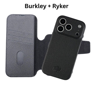 Burkley Leather MagSafe Wallet Only Case - iPhone 17 Pro Max, Pebble Black - BlackBrook Case