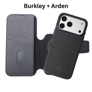 Burkley Leather MagSafe Wallet Only Case - iPhone 17 Pro Max, Pebble Black - BlackBrook Case