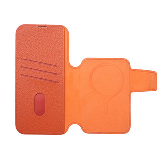 Burkley Leather MagSafe Wallet Only Case - iPhone 17 Pro Max, Pebble Orange - BlackBrook Case