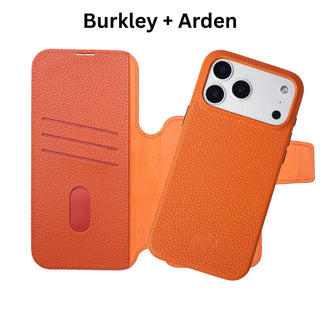 Burkley Leather MagSafe Wallet Only Case - iPhone 17 Pro, Pebble Orange - BlackBrook Case