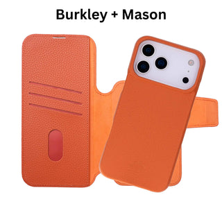 Burkley Leather MagSafe Wallet Only Case - iPhone 17 Pro, Pebble Orange - BlackBrook Case
