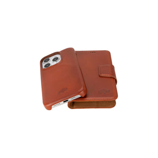 Burkley Leather Wallet Case - iPhone 15 Pro, Burnished Tan - BlackBrook Case