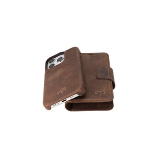 Burkley Leather Wallet Case - iPhone 15 Pro, Distressed Coffee - BlackBrook Case