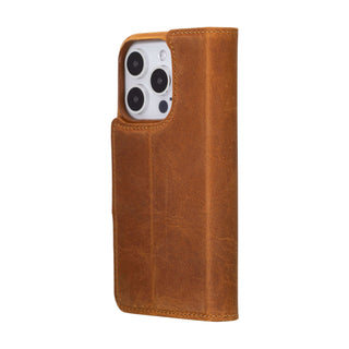 Burkley Leather Wallet Case - iPhone 15 Pro, Golden Brown - BlackBrook Case