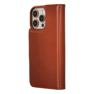 Burkley Leather Wallet Case - iPhone 15 Pro Max, Burnished Tan - BlackBrook Case