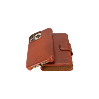 Burkley Leather Wallet Case - iPhone 15 Pro Max, Burnished Tan - BlackBrook Case