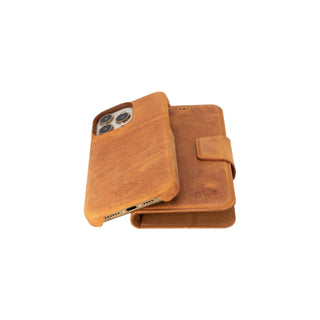 Burkley Leather Wallet Case - iPhone 15 Pro Max, Golden Brown - BlackBrook Case