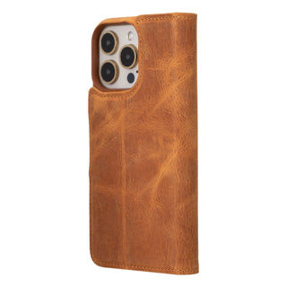 Burkley Leather Wallet Case - iPhone 15 Pro Max, Golden Brown - BlackBrook Case