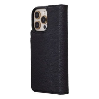 Burkley Leather Wallet Case - iPhone 15 Pro Max, Pebble Black - BlackBrook Case