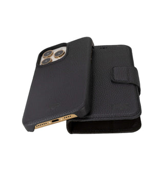 Burkley Leather Wallet Case - iPhone 15 Pro Max, Pebble Black - BlackBrook Case