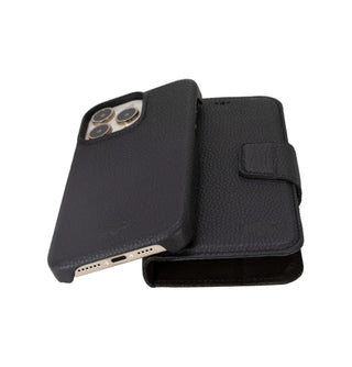 Burkley Leather Wallet Case - iPhone 15 Pro, Pebble Black - BlackBrook Case