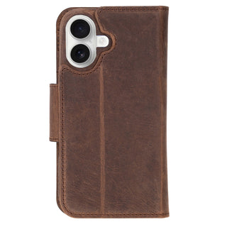 Burkley Leather Wallet Case - iPhone 16, Distressed Coffee - BlackBrook Case