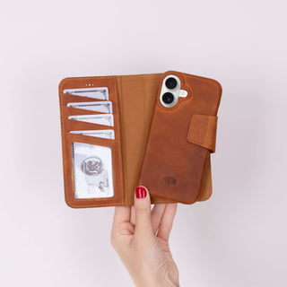 Burkley Leather Wallet Case - iPhone 16, Golden Brown - BlackBrook Case