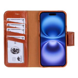 Burkley Leather Wallet Case - iPhone 16 Plus, Burnished Tan - BlackBrook Case