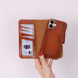 Burkley Leather Wallet Case - iPhone 16 Plus, Burnished Tan - BlackBrook Case