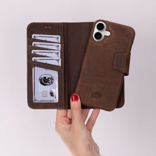 Burkley Leather Wallet Case - iPhone 16 Plus, Distressed Coffee - BlackBrook Case