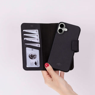 Burkley Leather Wallet Case - iPhone 16 Plus, Pebble Black - BlackBrook Case