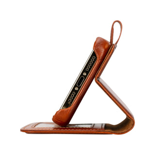 Burkley Leather Wallet Case - iPhone 16 Pro, Burnished Tan - BlackBrook Case