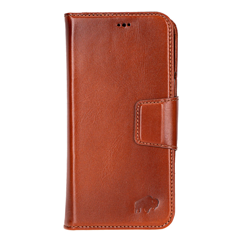 iPhone 16 Pro Max Leather Wallet Case - Burkley Classic 2 - in - 1 Detachable Folio, Burnished Tan - BlackBrook Case