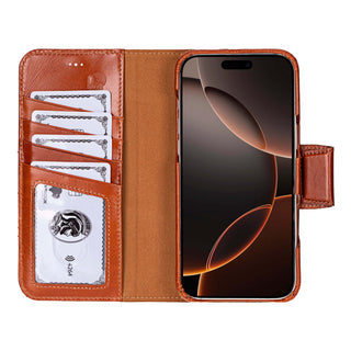 Burkley Leather Wallet Case - iPhone 16 Pro Max, Burnished Tan - BlackBrook Case